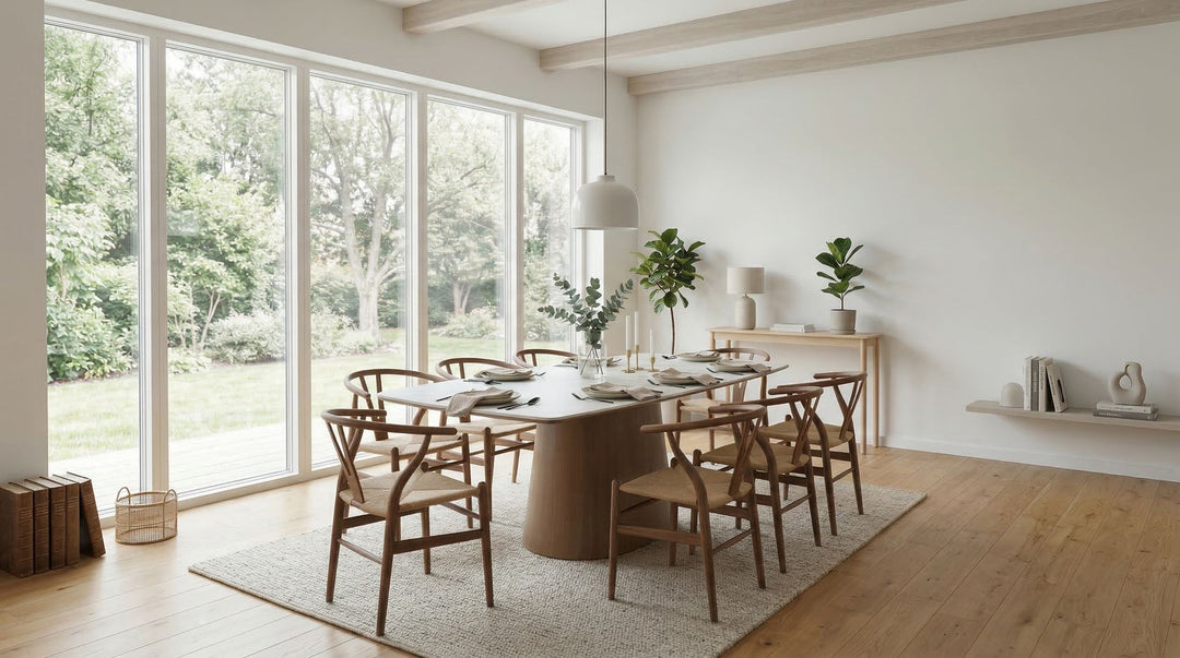 Stort spisebord 200 × 90 cm med elegant marmorlook