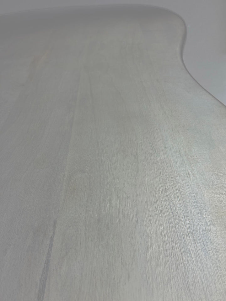 Spisebord 180x90x75 cm Mango massivt træ hvidt retro spisebord, massivt nyreformet køkkenbord, træspisebord, stort træspisebord