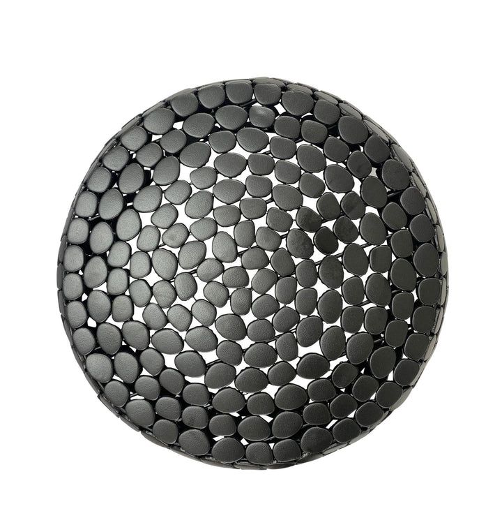 Aluminium sofabord sort rundt 66x32 cm, moderne stuebord metal - rundt loungebord, håndlavet