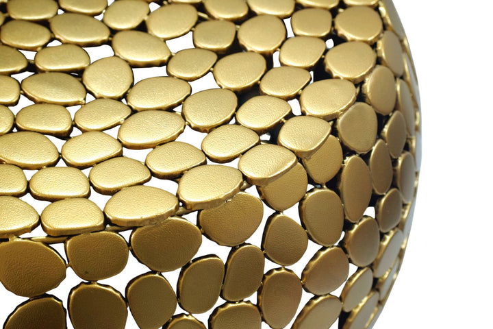 Sofabord Aluminium guld rundt 66x32 cm, moderne stuebord metal - rundt loungebord, håndlavet
