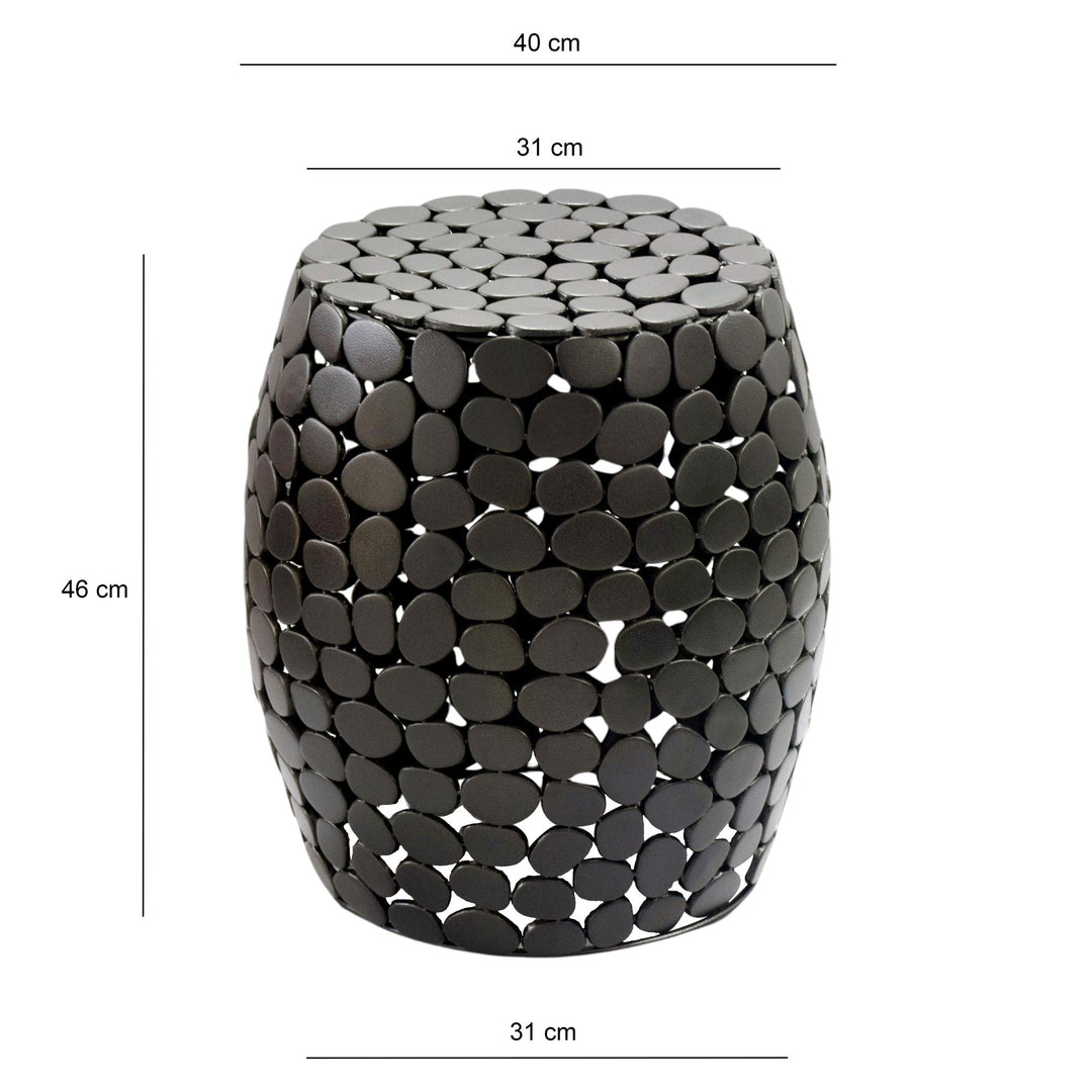 Design sidebord rundt 40 cm lavet af aluminium sort - sofabord alu - lille stuebord metal - dekorativt stuebord, håndlavet