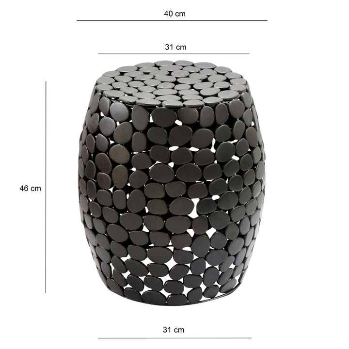 Design sidebord rundt 40 cm lavet af aluminium sort - sofabord alu - lille stuebord metal - dekorativt stuebord, håndlavet
