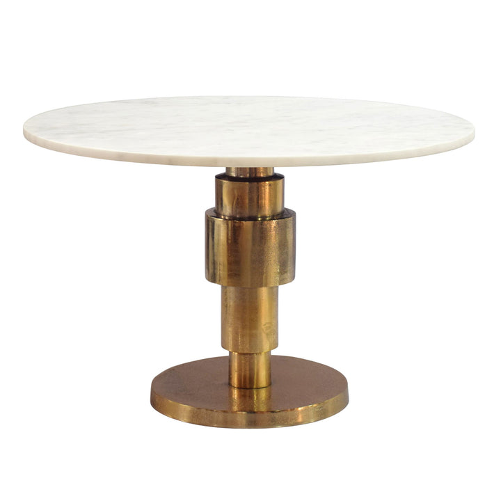 Rundt Sofabord 60 cm i Guld Aluminium med Hvid Marmorbordplade – Moderne Designbord