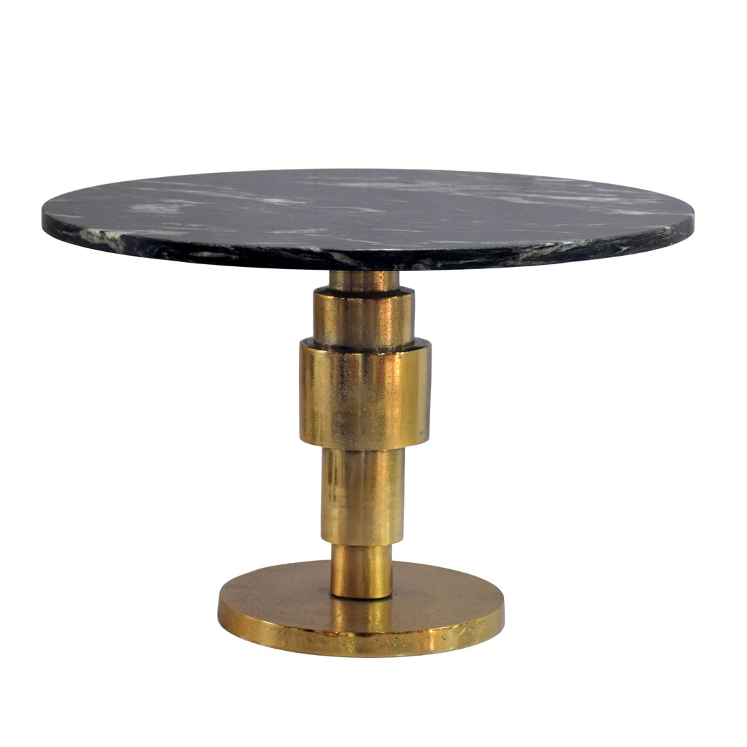 Rundt Sofabord 60 cm i Guld Aluminium med Sort Marmorbordplade – Moderne Designbord