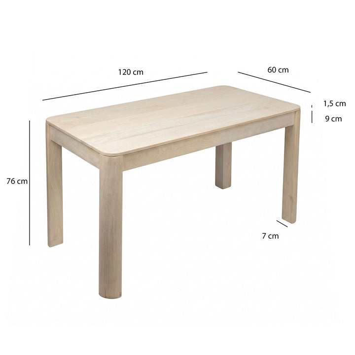 Rektangulært Spisebord 120x60 cm i Massivt Mangotræ White Wash – Designbord
