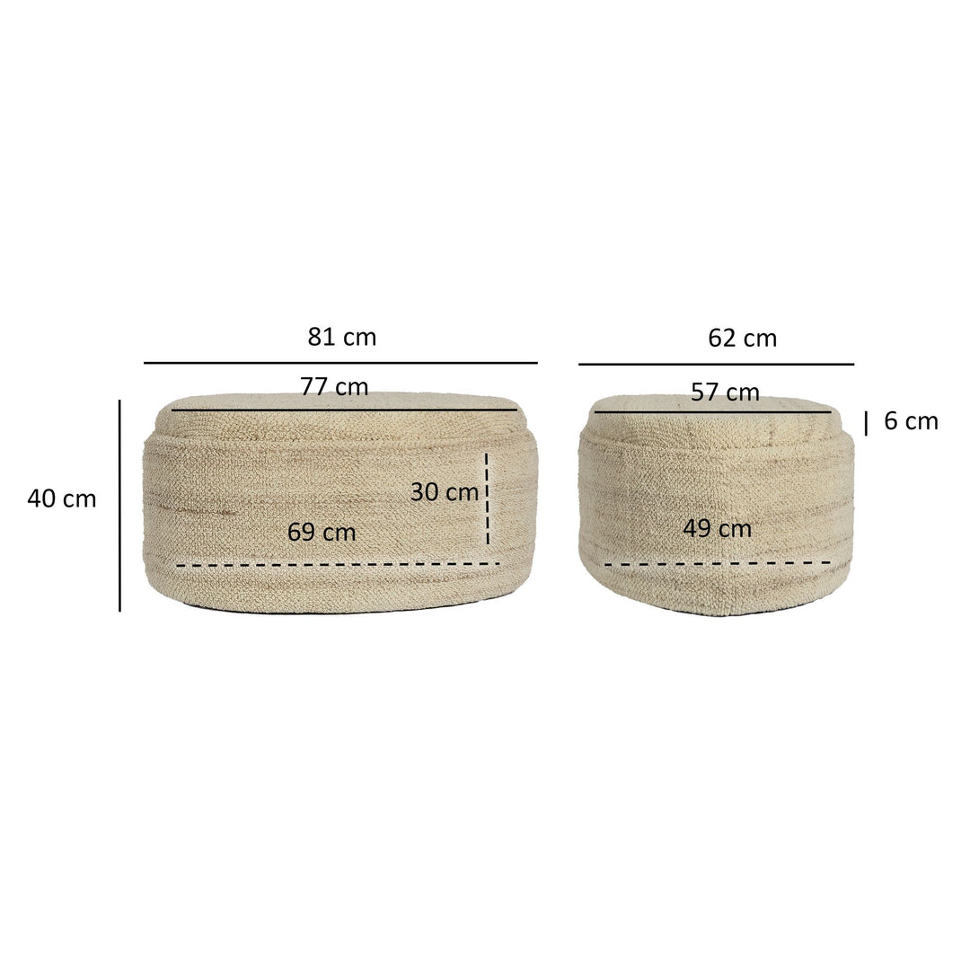 Oval uld puf med opbevaring, 81 cm, aftageligt låg, moderne brun stofbetrukket puf, polstret opbevaringspuf til stue, soveværelse, entre