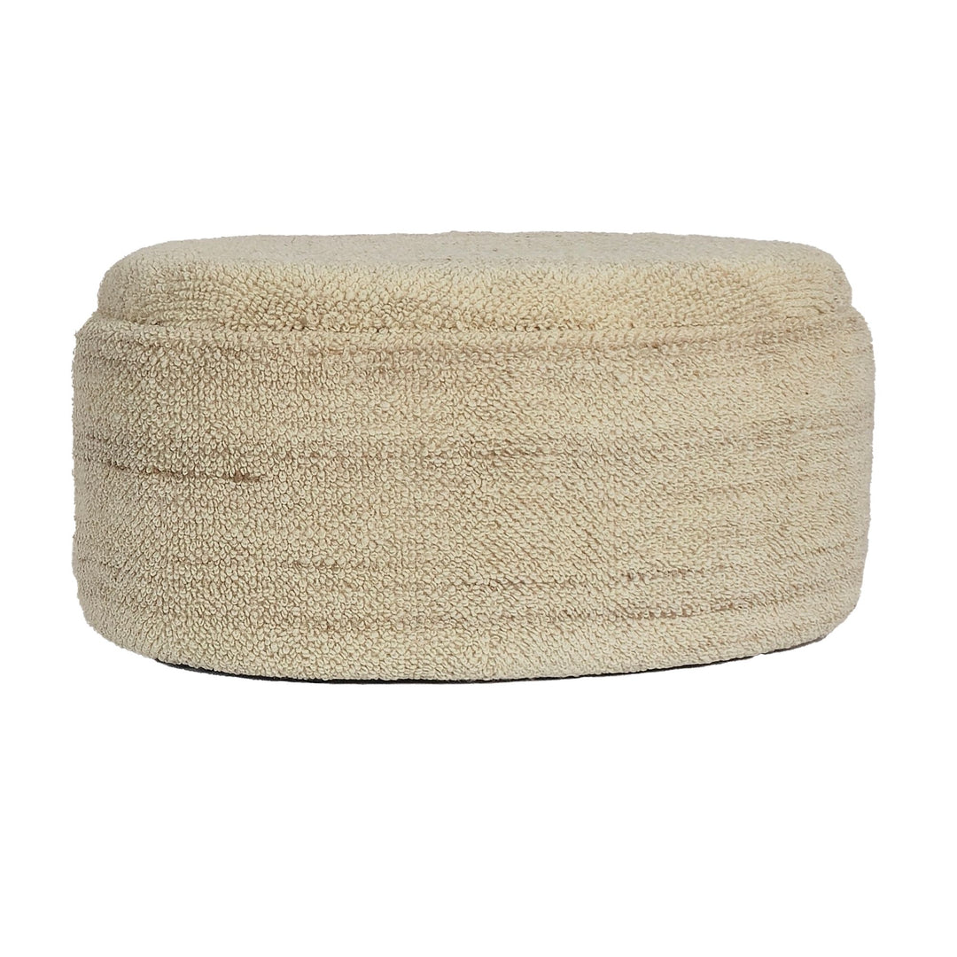 Oval uld puf med opbevaring, 81 cm, aftageligt låg, moderne brun stofbetrukket puf, polstret opbevaringspuf til stue, soveværelse, entre