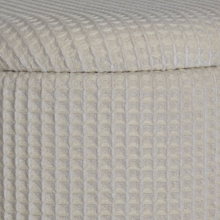 Rund opbevaringsskammel, Ø40x45 cm, beige bomuld, skammel med aftageligt låg, stofopbevaringsskammel, sideskammel og fodskammel til stue, soveværelse, entré