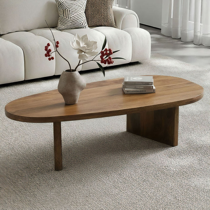 Ovalt Sofabord 120 cm i Massivt Mangotræ – Håndlavet Designbord med Afrundede Former