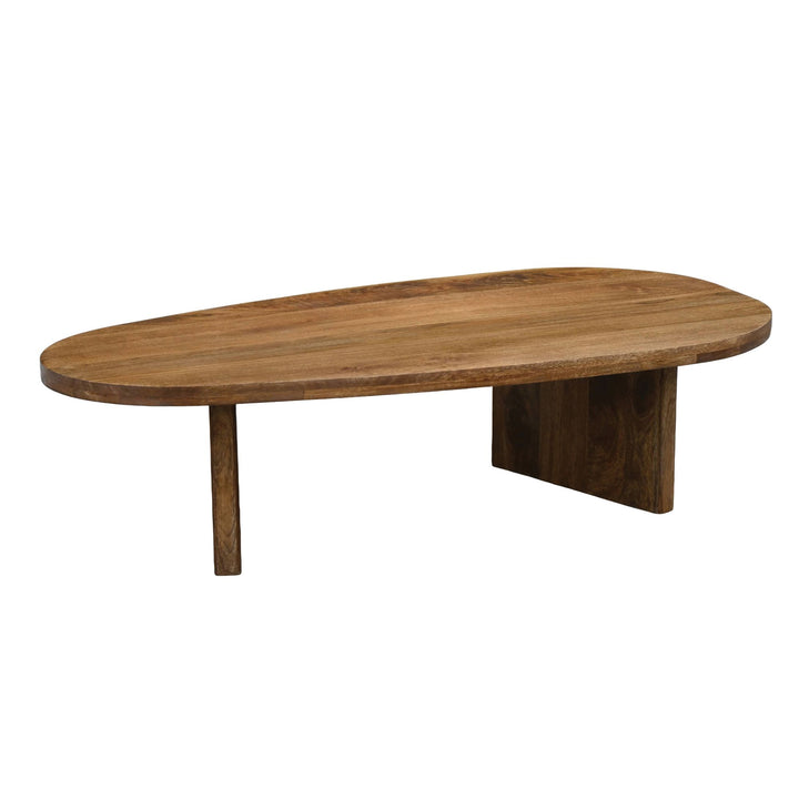 Ovalt Sofabord 120 cm i Massivt Mangotræ – Håndlavet Designbord med Afrundede Former