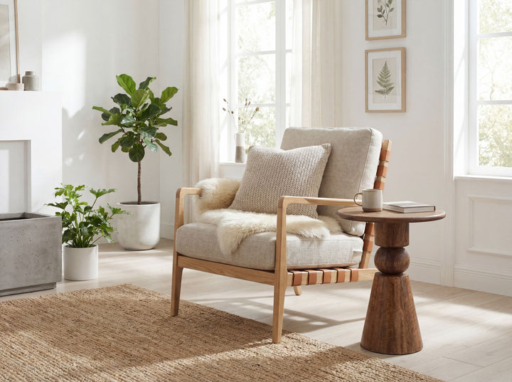 Rundt Sidebord 35 cm i Massivt Mangotræ – Brunt Naturligt Designbord