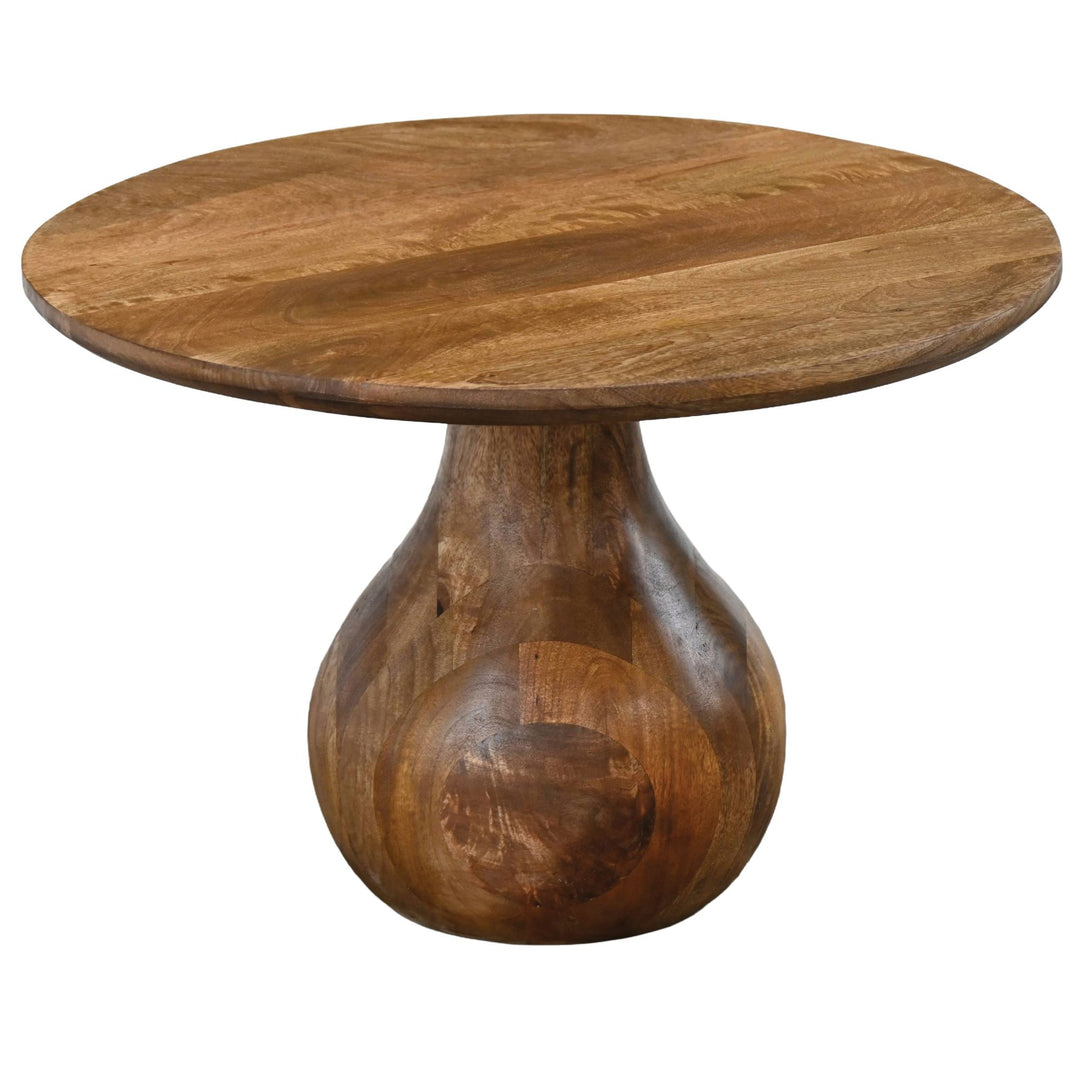 Rundt Sofabord 60 cm i Massivt Mangotræ – Dråbeformet Designbord i Træ