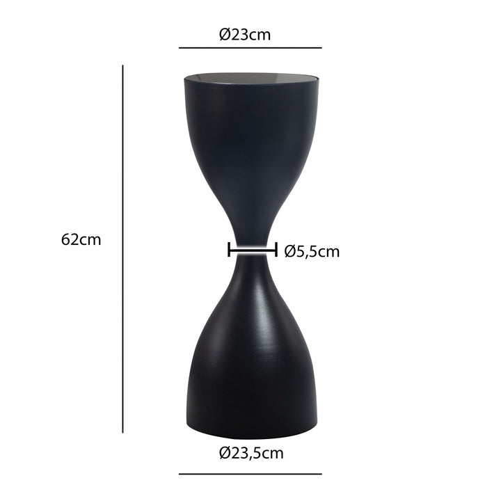 Rundt Sidebord 23 cm i Sort Metal med Glasplade – Moderne Designbord