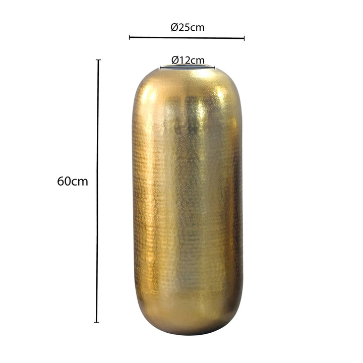 Guldfarvet Gulvvase 60 cm i Aluminium – XL Designvase til Stuen