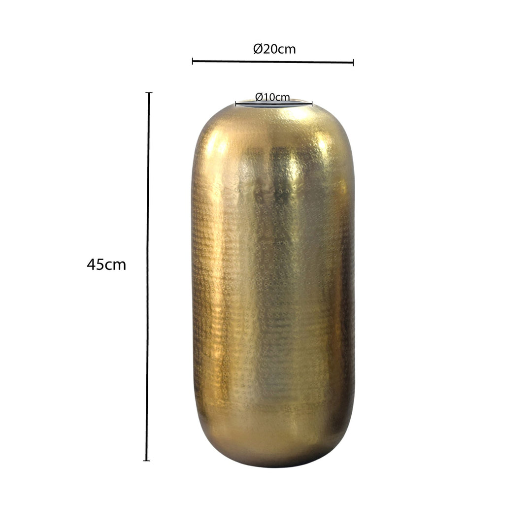 Dekovase 45 cm i Guld Aluminium – Moderne Rund Metalvase til Boligindretning