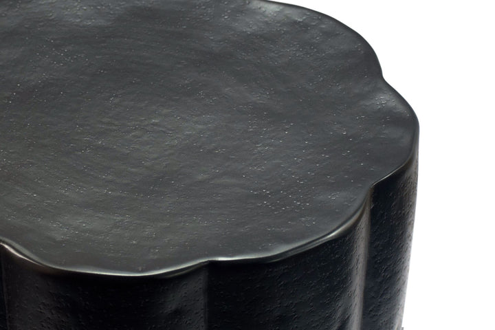 Sidebord aluminium, sort 41cm, rundt bord metal, håndlavet