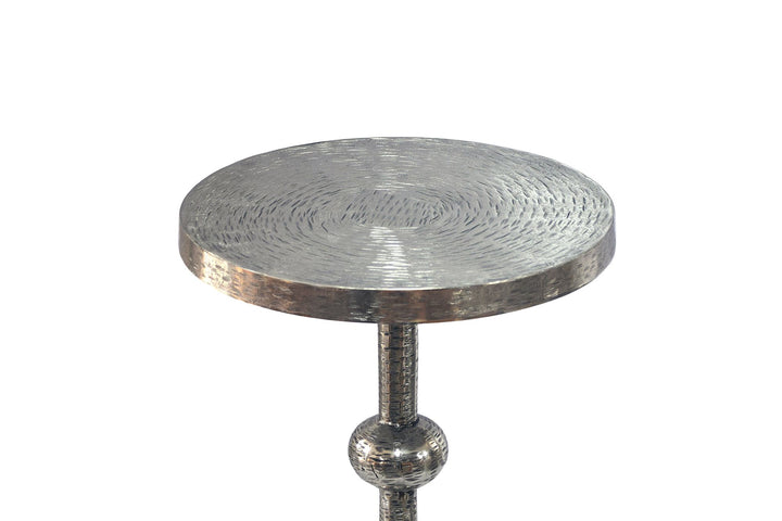 Sidebord aluminium sølvfarvet 30cm rundt Bord metal - dekorativt bord aluminium orientalsk, håndlavet
