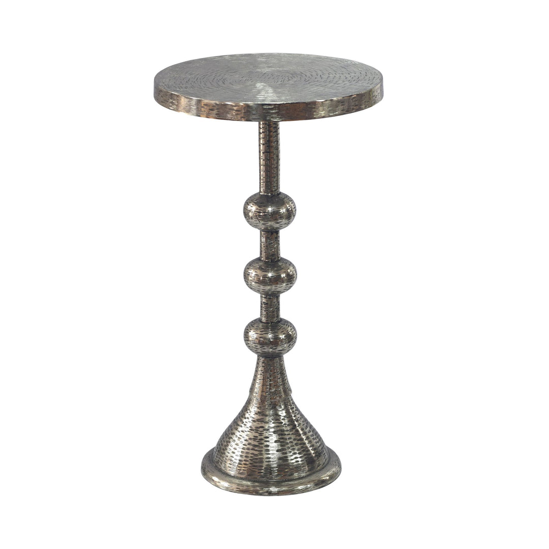 Sidebord aluminium sølvfarvet 30cm rundt Bord metal - dekorativt bord aluminium orientalsk, håndlavet