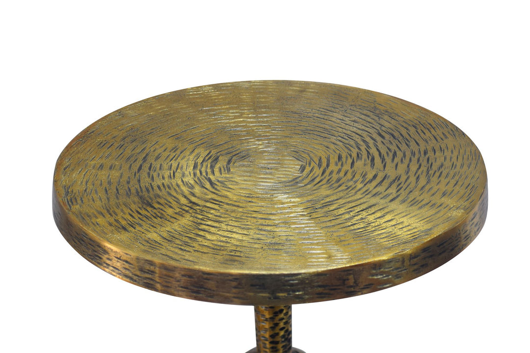 Sidebord aluminium guldfarvet 30cm rundt bord metal - dekorativt bord aluminium orientalsk, håndlavet