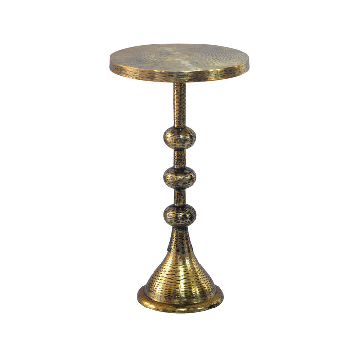 Sidebord aluminium guldfarvet 30cm rundt bord metal - dekorativt bord aluminium orientalsk, håndlavet