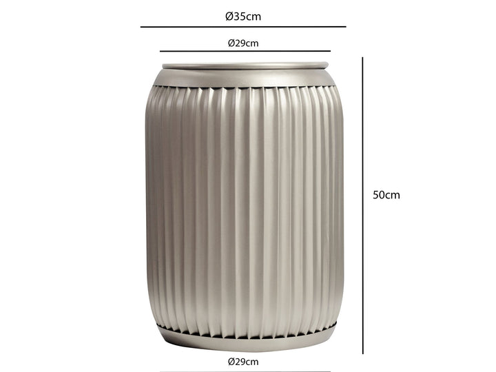 Rundt Sidebord 35 cm i Sølv Metal med Aftagelig Bordplade – Designbord med Opbevaring