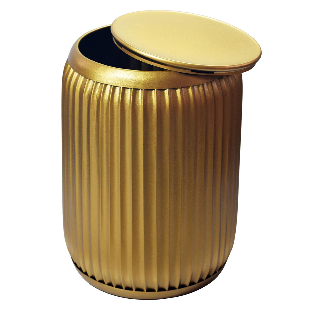 Rundt Sidebord 35 cm i Guld Metal med Aftagelig Bordplade – Designbord med Opbevaring
