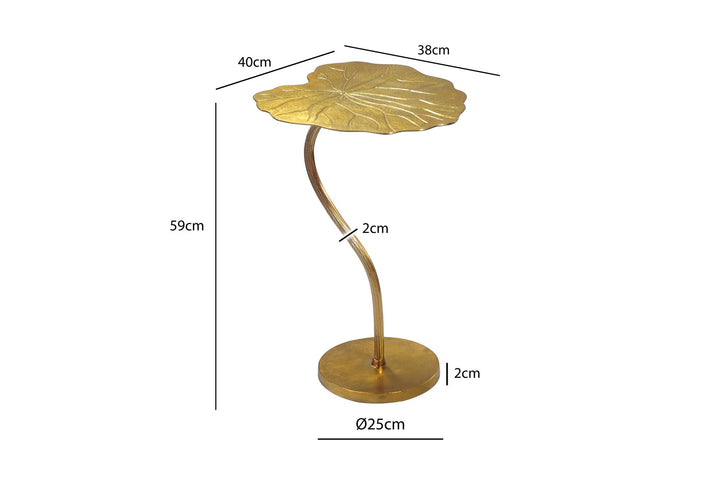 Sidebord 40x38 cm i Guld Aluminium – Bladdesign Moderne Designbord
