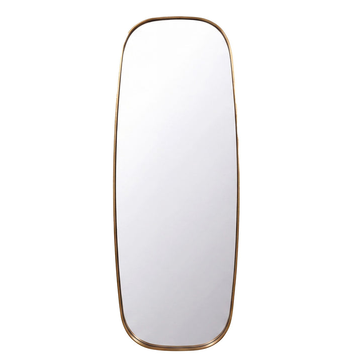 Oval Vægspejl 122x46 cm i Guld – Stort Designspejl med Metalramme
