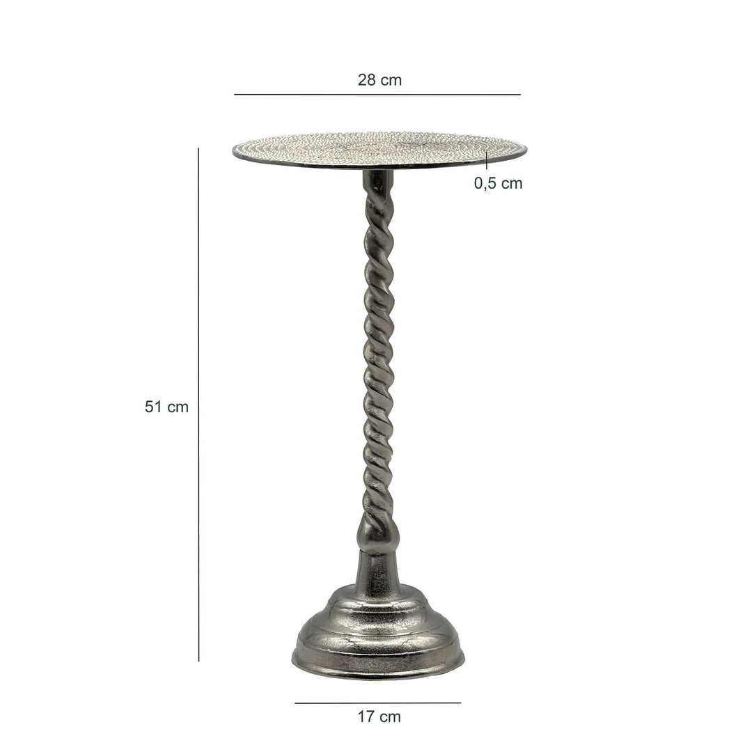 Sidebord aluminium 28cm - lille rundt bord lavet af metal sølvfarvet, håndlavet