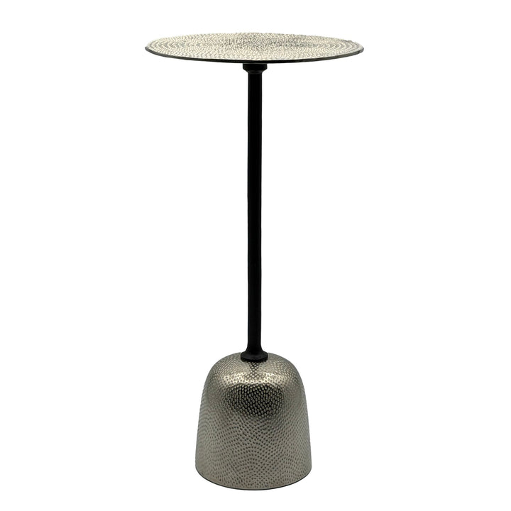Sidebord aluminium 29cm - lille rundt sidebord lavet af sølvmetal, håndlavet