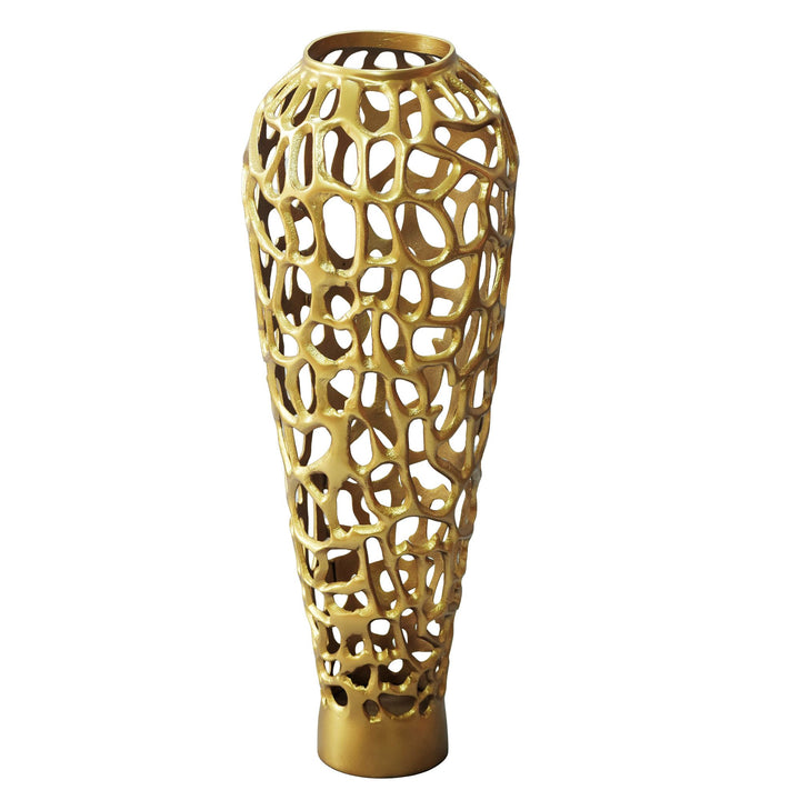 Dekovase 45 cm i Guld Aluminium – Moderne Stor Metalvase til Tørrede Blomster