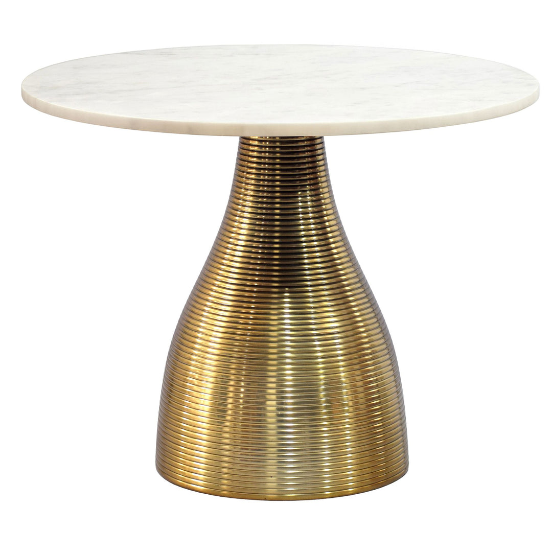 Rundt Sofabord 60 cm i Guld Aluminium med Hvid Marmorbordplade – Moderne Designbord