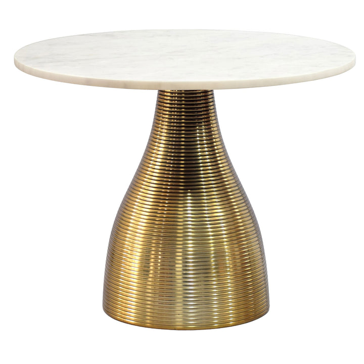 Rundt Sofabord 60 cm i Guld Aluminium med Hvid Marmorbordplade – Moderne Designbord