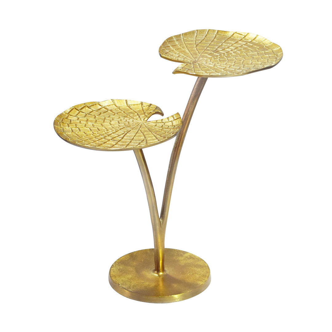 Rundt Sidebord 57 cm i Guld Aluminium – Seerosen Designbord