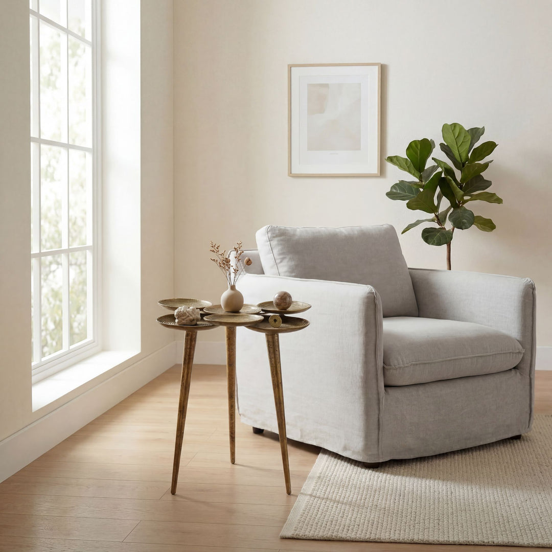 Rundt Sidebord 46 cm i Guld Aluminium – Moderne Designbord