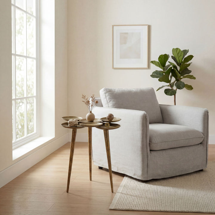 Rundt Sidebord 46 cm i Guld Aluminium – Moderne Designbord