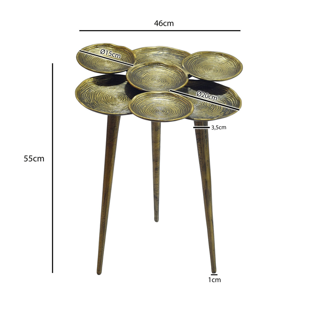 Rundt Sidebord 46 cm i Guld Aluminium – Moderne Designbord