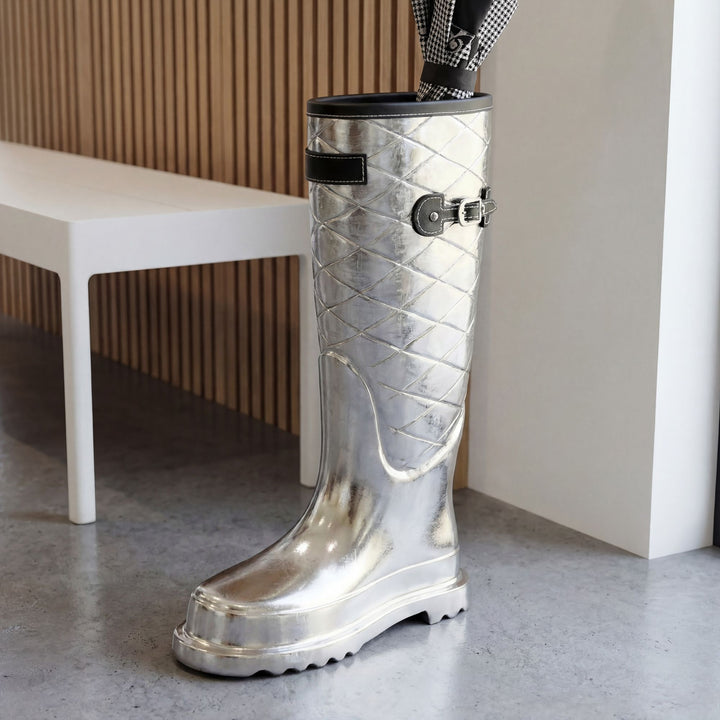 Paraplystativ i aluminium - 44 cm - Sølv - Støvleform - Håndlavet