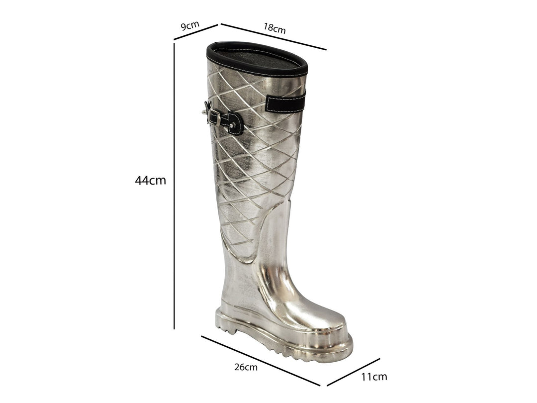 Paraplystativ i aluminium - 44 cm - Sølv - Støvleform - Håndlavet