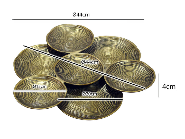 Rund dekorationsskål i aluminium - Ø44 cm - Guldfarvet - Håndlavet