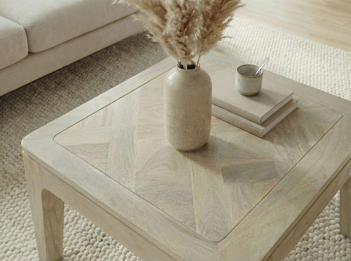 Kvadratisk sofabord i massivt mangotræ - 60 x 60 cm - White Wash