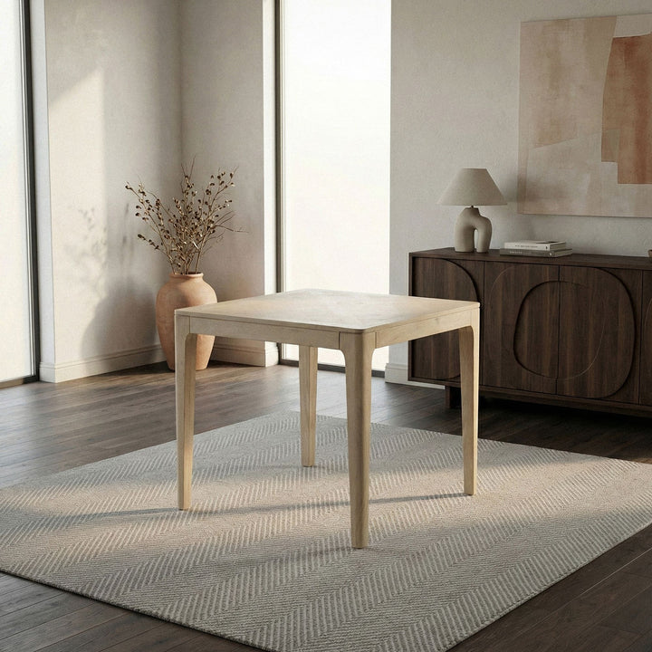 Massivt mangotræ spisebord 80x80 cm hvidvasket, håndlavet
