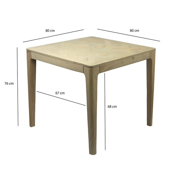 Massivt mangotræ spisebord 80x80 cm hvidvasket, håndlavet