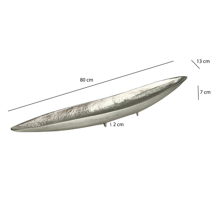 Dekorationsskål i aluminium - 80 cm - Sølvfarvet - Håndlavet