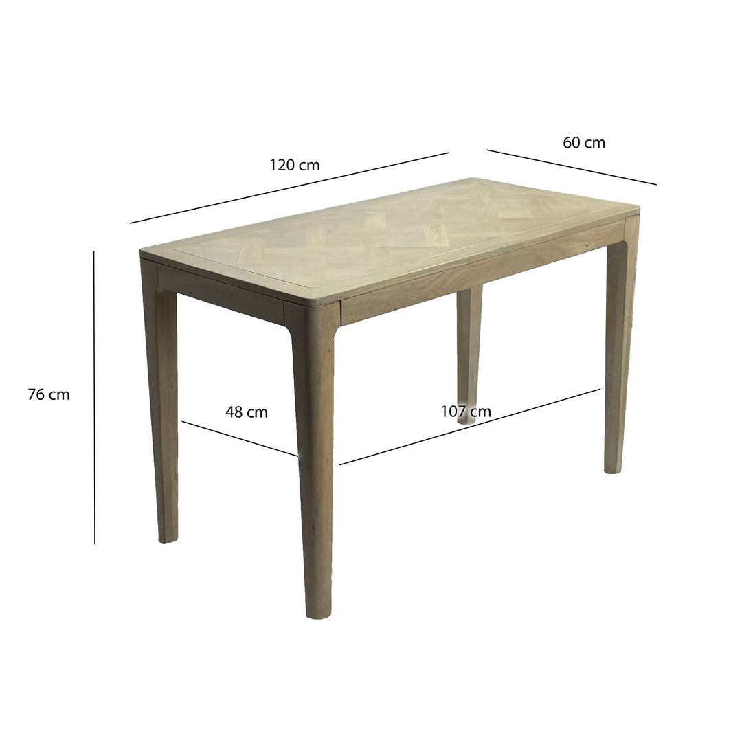 Spisebord, 120x60 cm, hvidvasket, rektangulært spisebord i smukt træ, håndlavet