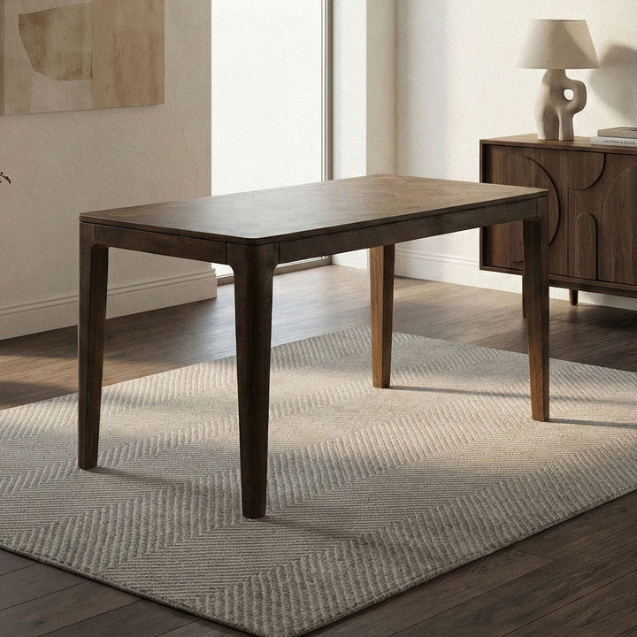 Massivt mangotræ spisebord 120x60 cm valnøddefinish - Rektangulært træ spisebord, håndlavet