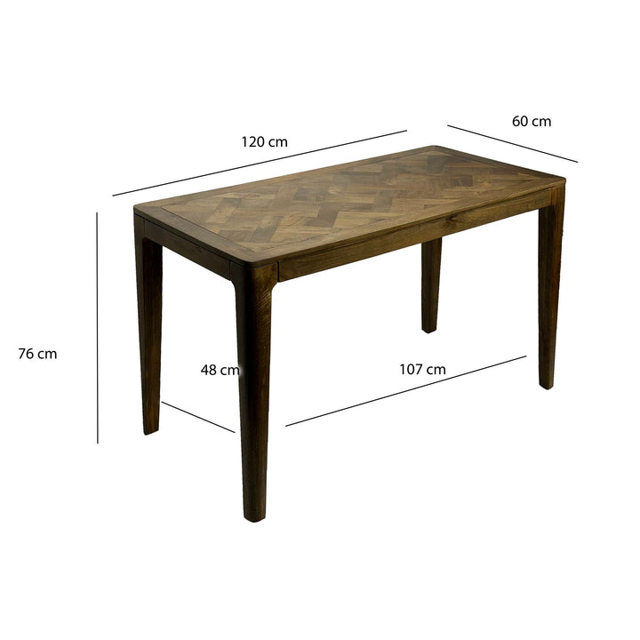Massivt mangotræ spisebord 120x60 cm valnøddefinish - Rektangulært træ spisebord, håndlavet