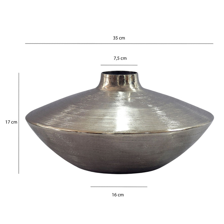 Dekorativ vase i aluminium - 35 cm -  Sølvfarvet - Håndlavet