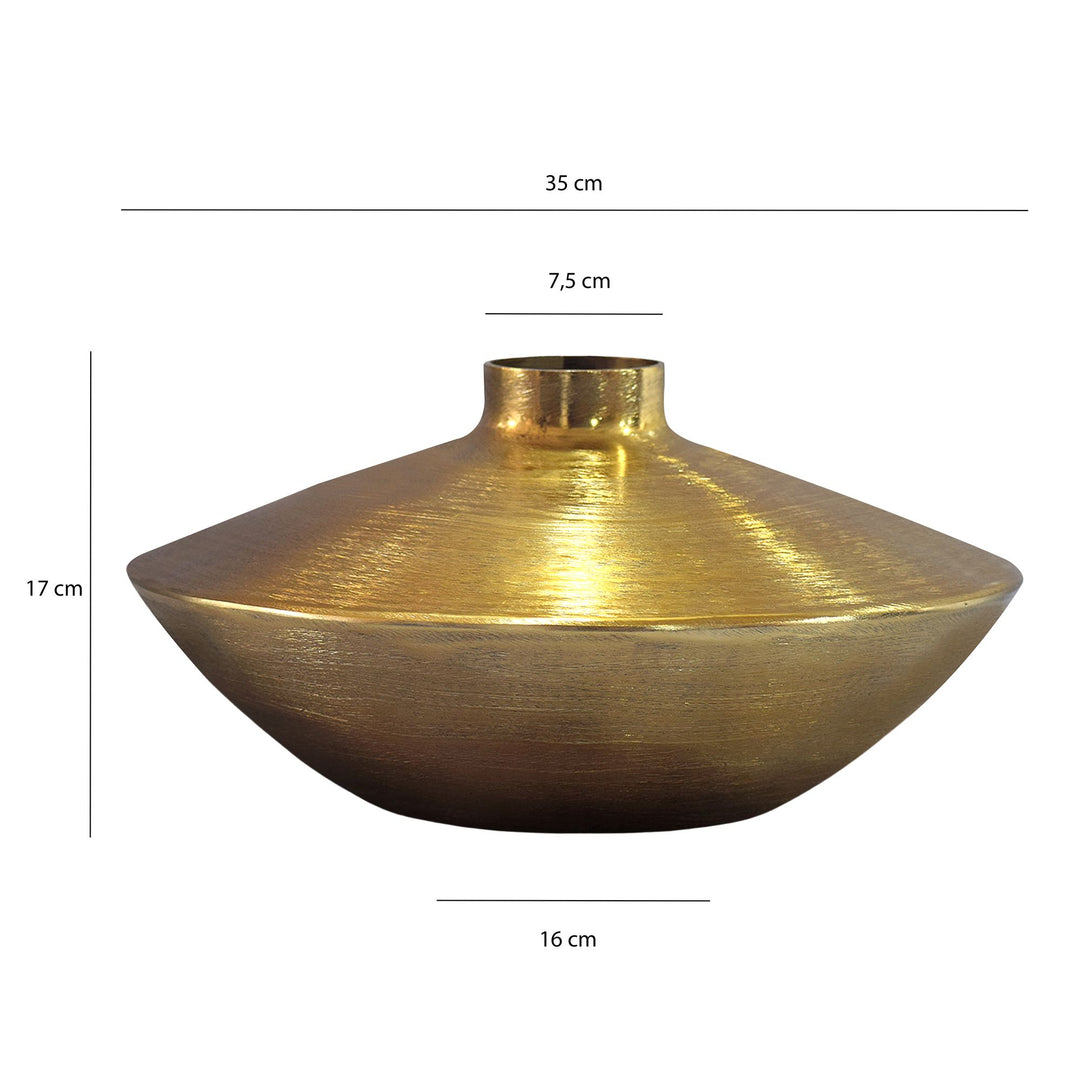 Dekorativ vase i aluminium - 35 cm - Guldfarvet - Håndlavet