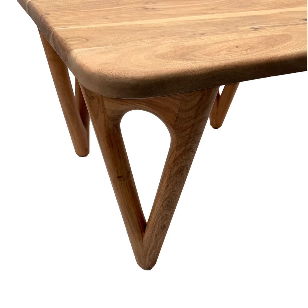 Sofabord i massivt akacietræ 60 cm - firkantet stuebord - moderne sofabord i træ - Design loungebord med afrundede hjørner, rustikt, håndlavet